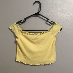 Yellow off the shoulder crop top